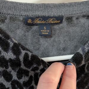 Brooks Brothers Gray and Black Leopard Print Sweater